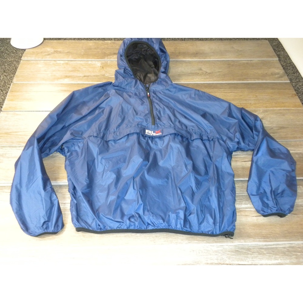 Ralph Lauren Polo Sport RLX Windbreaker XXL Blue Anorak Jacket Half Zip VTG 90s